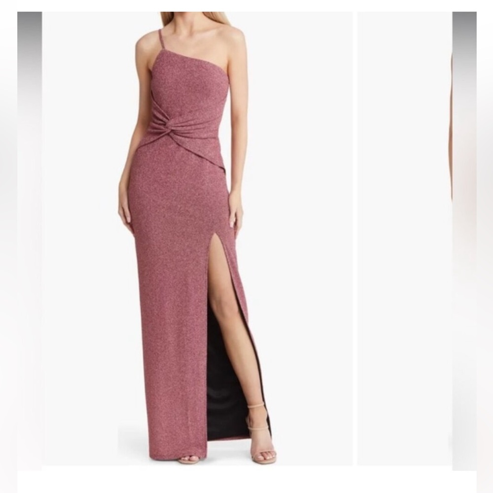Lulus Luxe Radiance Shiny Pink One-Shoulder Twist Front Maxi Dress